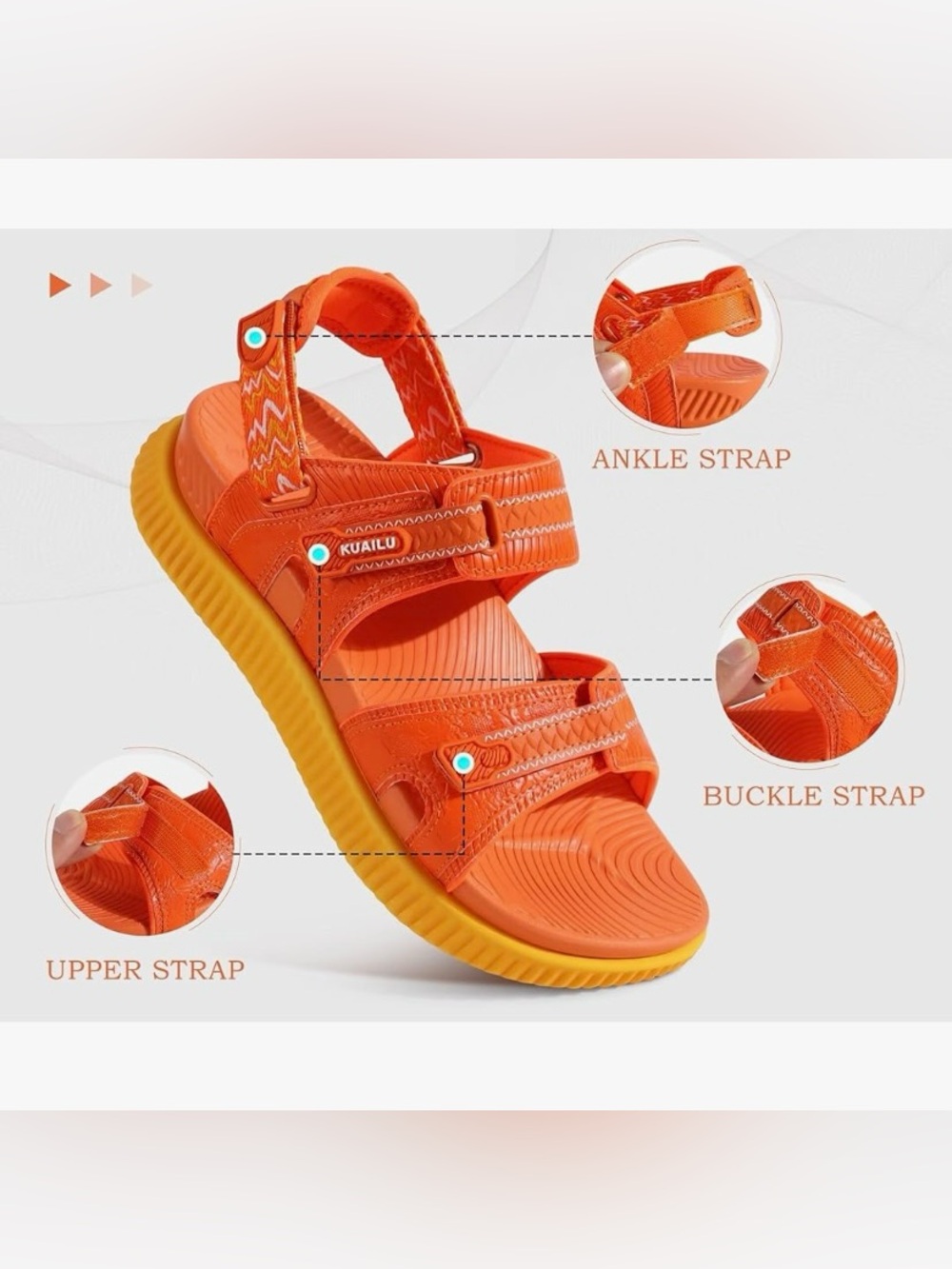 KuaiLu Womens Comfort Walking Sandals Plantar Fasciitis Arch Support